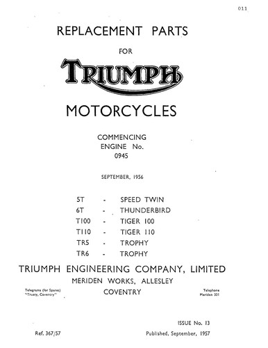 Triumph parts manual book 1957 - triumph,