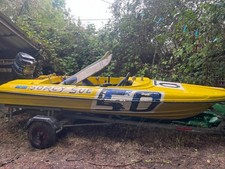 Mercury Outboards 15003 Speedboat - yellow. Classic, powerful engine need of TLC