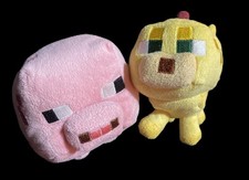 Minecraft Ocelot & Pig Plush Soft Toy Pair Mojang 2014 2015