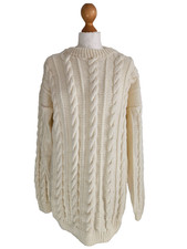 Women's Cream Wool Jumper Cable Knit Chunky Hand Knit warm Winter  16 uk 44 eur