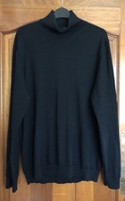 Marks & Spencer Black Roll Neck Extra Fine Merino Wool Jumper -Large (Chest 42”)