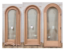 Rustic OAK lumber arch top door solid wood storybook LOW E dual pane glass