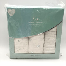 Aden + Anais 100% Cotton Muslin Swaddle Metallic Silver 3 Pack 120 x 120cm