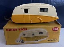 Vintage Boxed Dinky Toys No 190 Caravan yellow & cream 