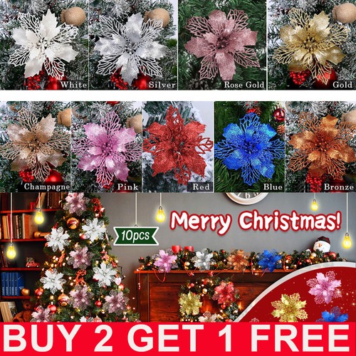10x christmas large poinsettia - christmas,