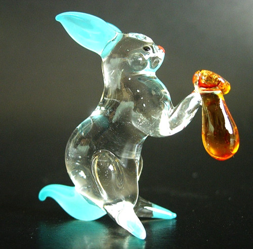 Miniature glass rabbit - glass, figure