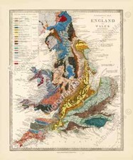 Antique geological map - , england