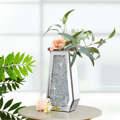Silver crystal mirrored - mirrored, flower