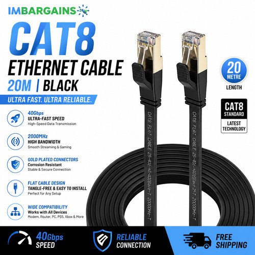 Flat cat8 ethernet - flat, rj45