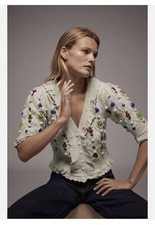 ZARA FLORAL KNIT SHORT SLEEVE