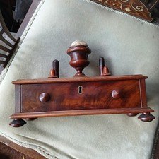 victorian mahogany sewing box, work, tapestry .pin holder