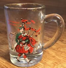 “Frae Bonnie Scotland” Scottish Bag Piper With Tartan Kilt Mini Glass Tankard 3"