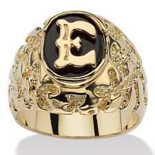 14K GOLD ONYX LETTER E INITIAL