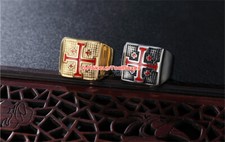 Men's Stainless Steel Knights Templar Maltese Cross Crusader Ring 7-13# J514
