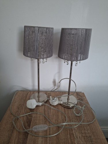Grey diamonte pair bedside - grey,
