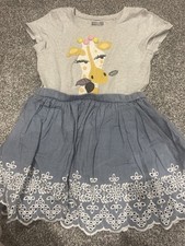 NEXT Girls Grey Applique Giraffe T-Shirt Dress Age 4-5 years