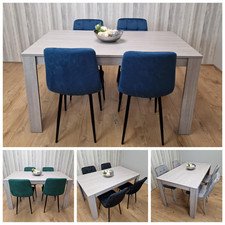 Dining Table and Chairs 4 Set Velvet Seat Dining Kitchen Room Furniture
