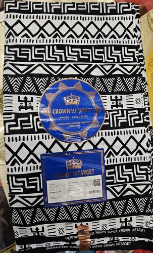 Black white african wax - white,