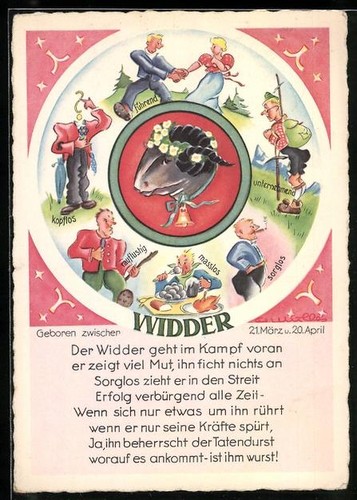 Artist postcard aries goes - postcard,