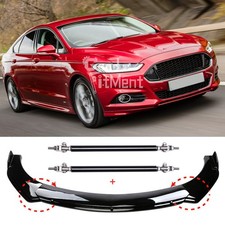 For Ford Mondeo MK3 Glossy Black Front Bumper Lip Spoiler Splitter + Stud Rods