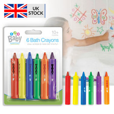 6 Baby Bath Crayons Washable Safe Non-Toxic Colourful Creative Fun Colours