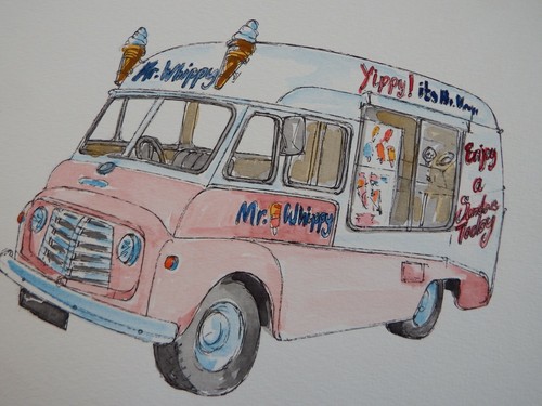 Watercolour painting ice cream - watercolour, ice-cream