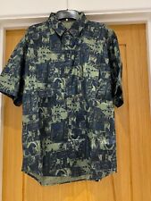 THAI SILK MEN'S SHIRT BLUE GREEN EGYPT EGYPTOLOGY PHAROAH XL NEW BNWOT