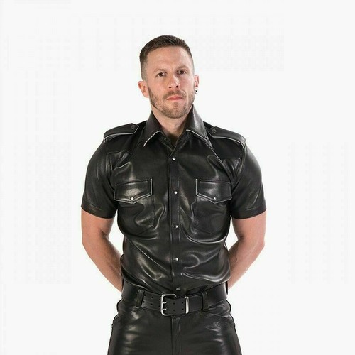 Men real black leather - real,