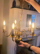 Vintage Brass Five Arm Ceiling