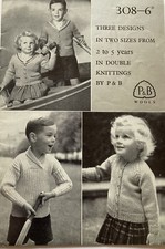1950s dk 2-5 YEARS UNISEX KNITTING PATTERN BOOKLET  SAILOR  P&B308