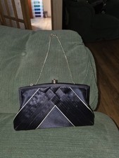 Phase Eight Navy Satin Clutch Bag