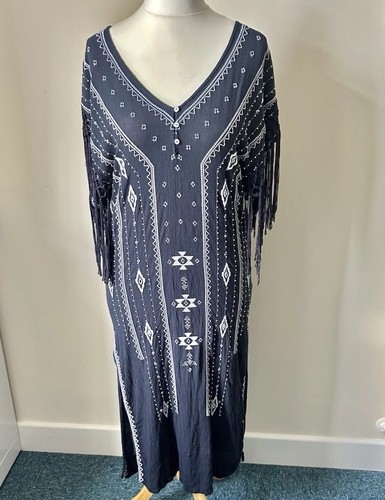 Vtg monsoon navy - blue, crinkle