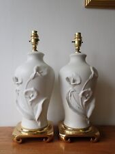 Pair of Franklin Mint Calla Lily style table lamps