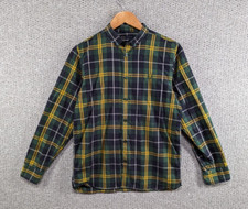 Fred Perry Boys Green & Yellow Plaid Tartan Casual Button Down Shirt Youth L