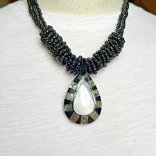 Beaded Necklace Paua Shell &