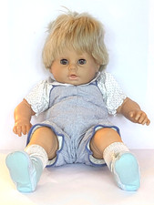 Vintage Zapf Creation Toddler Doll, boy blonde hair brown eyes, original clothes