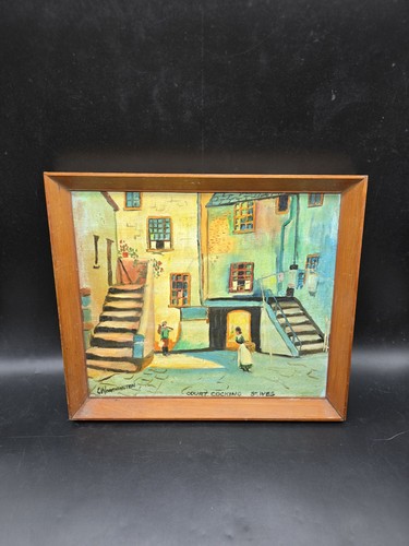 Vintage oil painting court - oil,