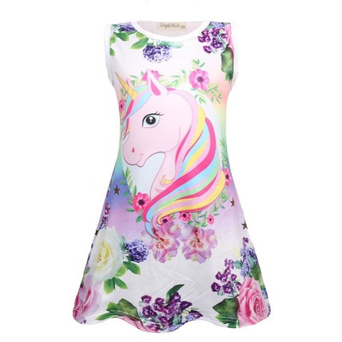 Unicorn sleeveless dress girls - unicorn,