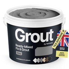 Ready Mixed Tile Adhesive | Easy To Use Grout & Fix 4.5 Kg / 2.5 L - Grey | F...