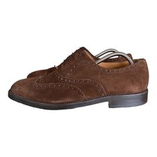 Giovanni Valentino Couture Brogue Brown Suede Shoes Italy Rubber Sole Men's UK 8