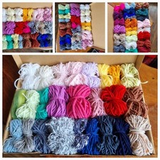 Knitting Bundle /Mixed Yarn Wool Job Lot Crochet Squares Pompom Crafts Toys