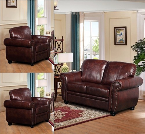 Brown leather seater 2 - 3,