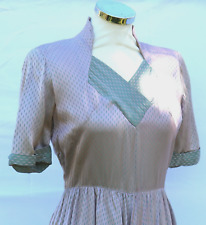 Vintage 1940s rayon satin pink and green Rhona Roy evening dress