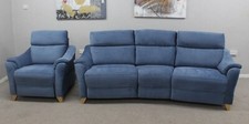 G Plan Hurst Montilla Aqua Fabric Curved Power 3 Seater Sofa & Power Armchair