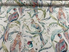 Voyage Maison Linen Fabric Torrington Pomergranate Pheasant  Curtain Blind
