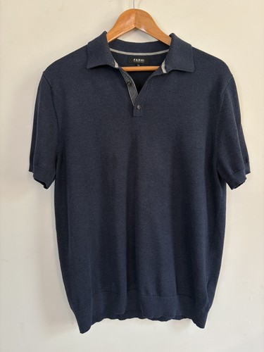 Farhi blue knitted polo - blue,