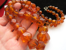Antique vintage Natural honey Baltic amber bead necklace 44.24g, Long 24"