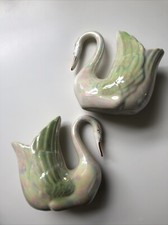 Vintage 80s Swan Vases Lustre