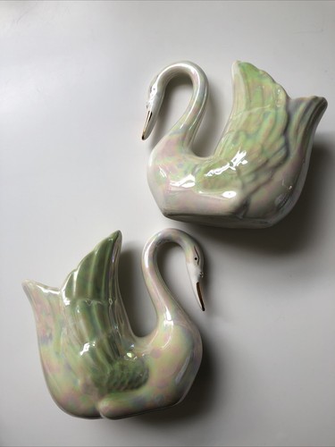 Vintage 80s swan vases - swan,