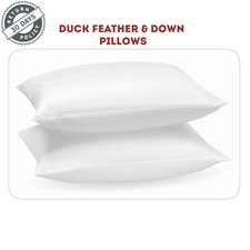 Duck Feather & Down Pillows Extra Filled Hotel Quality White Bed Pillow Pack 2,4